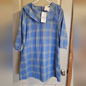 NWT Ninexis Blue Plaid Dress With Ruffled or Peter Pan collar Nadine West